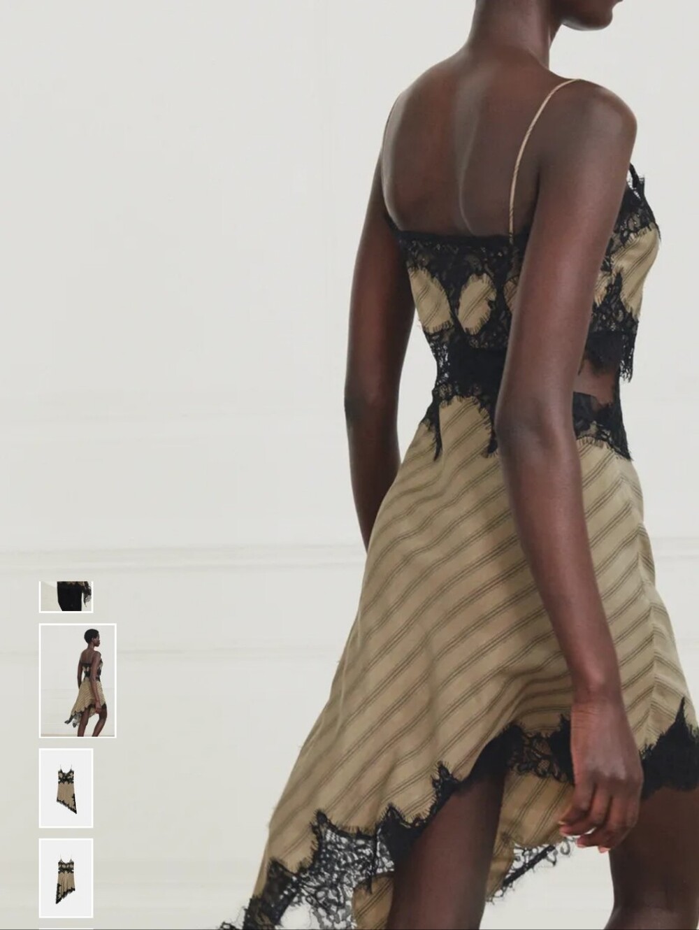 Zara Olive Green Slip Dress with Black Lace Trim - Picture 5 of 16